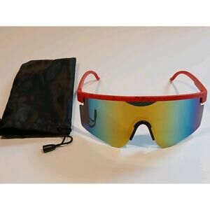 Unbranded Adults Red Black Spotted Frame Multicolor Lense Sunglasses Great Shape